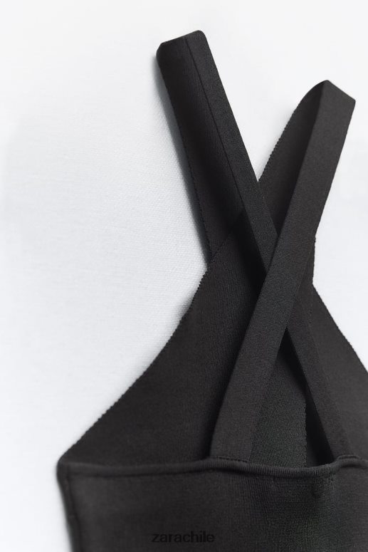 ropa cl Zara mujer top de punto cruzado negro JJ06N4276