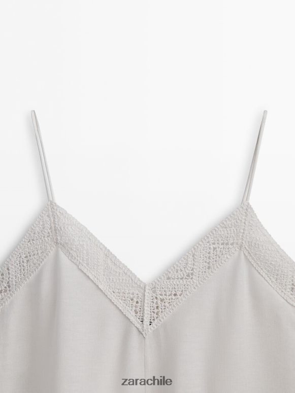 ropa cl Zara mujer top de tirantes con detalle de crochet ostra blanca JJ06N4846