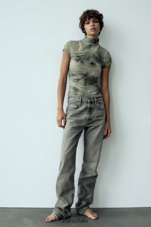 ropa cl Zara mujer top de tul estampado verduras JJ06N4260