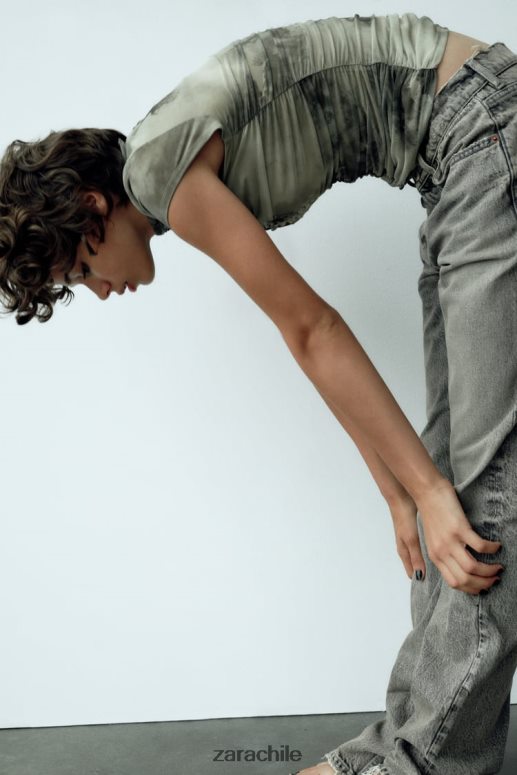 ropa cl Zara mujer top de tul estampado verduras JJ06N4260