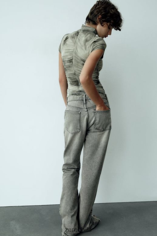 ropa cl Zara mujer top de tul estampado verduras JJ06N4260