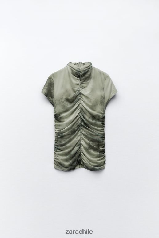 ropa cl Zara mujer top de tul estampado verduras JJ06N4260