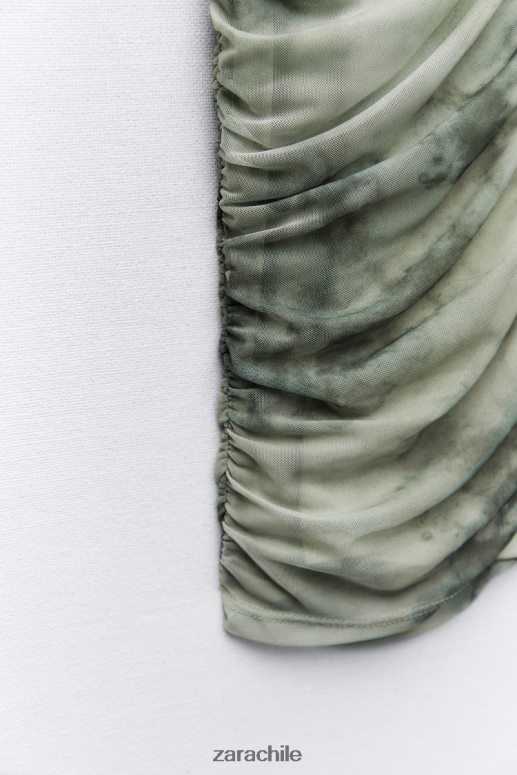 ropa cl Zara mujer top de tul estampado verduras JJ06N4260