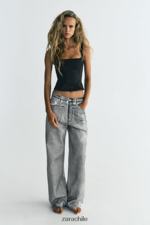 ropa cl Zara mujer top elástico negro JJ06N4263