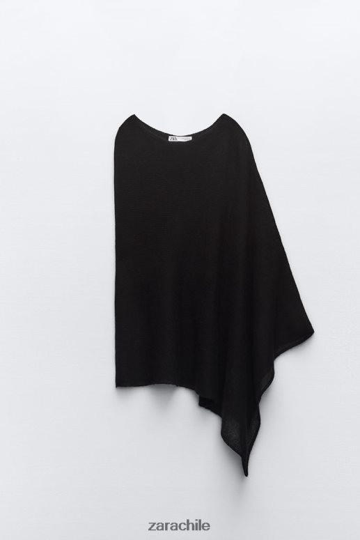 ropa cl Zara mujer top tipo capa de punto en mezcla de lana negro JJ06N4256