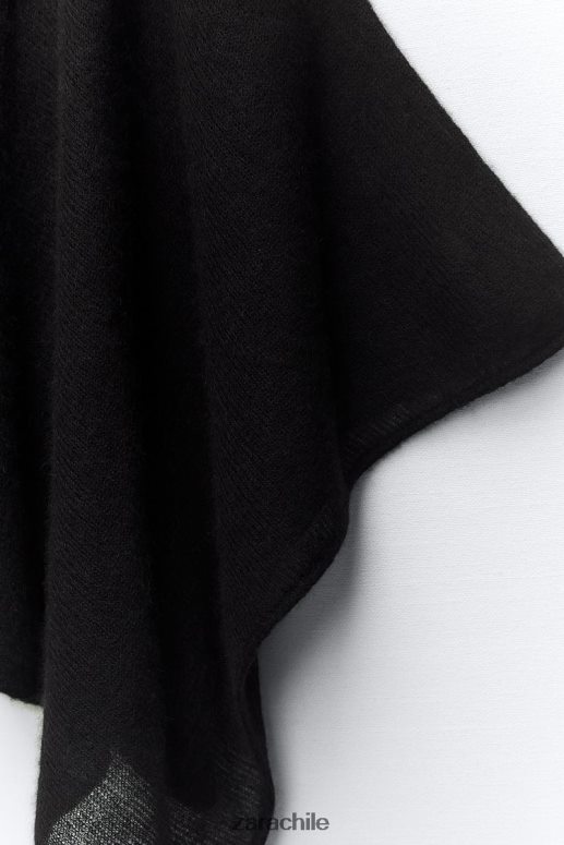 ropa cl Zara mujer top tipo capa de punto en mezcla de lana negro JJ06N4256