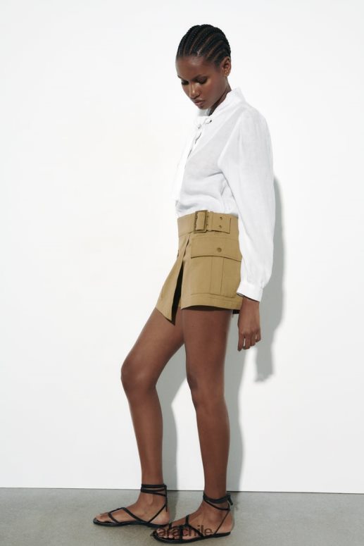 ropa cl Zara mujer Camisa lazo 100% lino blanco JJ06N4457