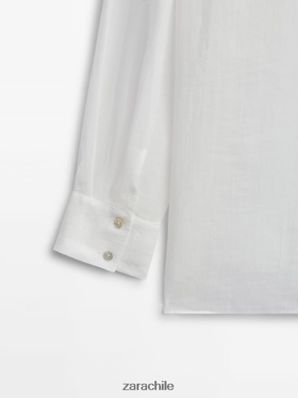 ropa cl Zara mujer Camisa oversize 100% ramio blanco JJ06N4853