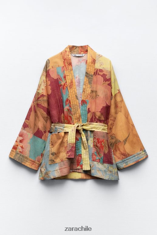 ropa cl Zara mujer blusa con estampado de patchwork multicolor JJ06N4449