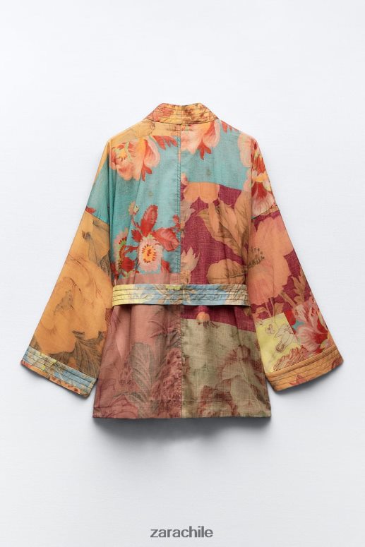 ropa cl Zara mujer blusa con estampado de patchwork multicolor JJ06N4449