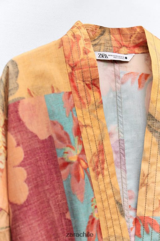 ropa cl Zara mujer blusa con estampado de patchwork multicolor JJ06N4449