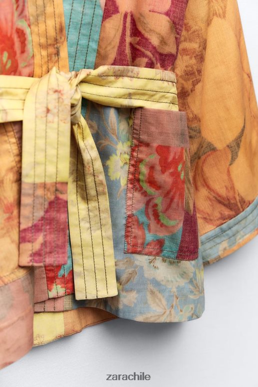 ropa cl Zara mujer blusa con estampado de patchwork multicolor JJ06N4449