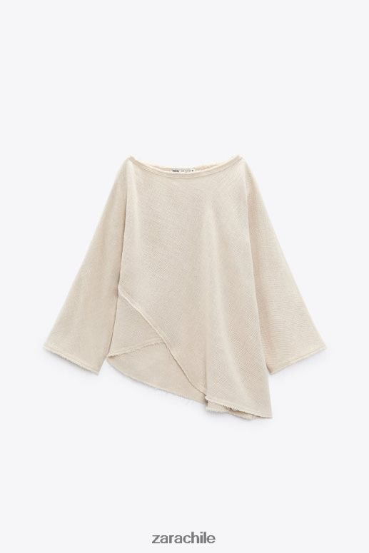 ropa cl Zara mujer blusa con textura rústica arena JJ06N4382