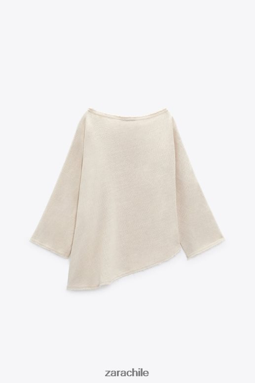 ropa cl Zara mujer blusa con textura rústica arena JJ06N4382