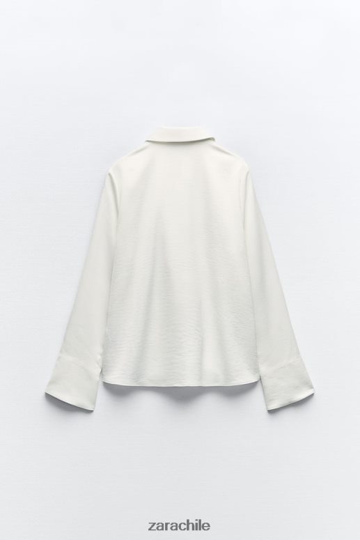 ropa cl Zara mujer blusa con volantes y botones joya blanco JJ06N4311