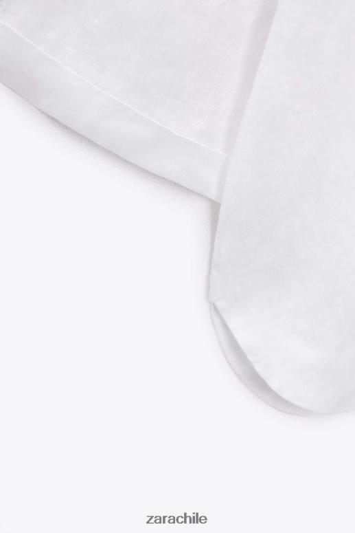 ropa cl Zara mujer blusa de lino con cuello tipo polo ostra blanca JJ06N4346