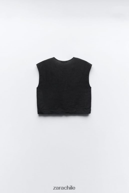 ropa cl Zara mujer blusa de lino gris antracita JJ06N4450