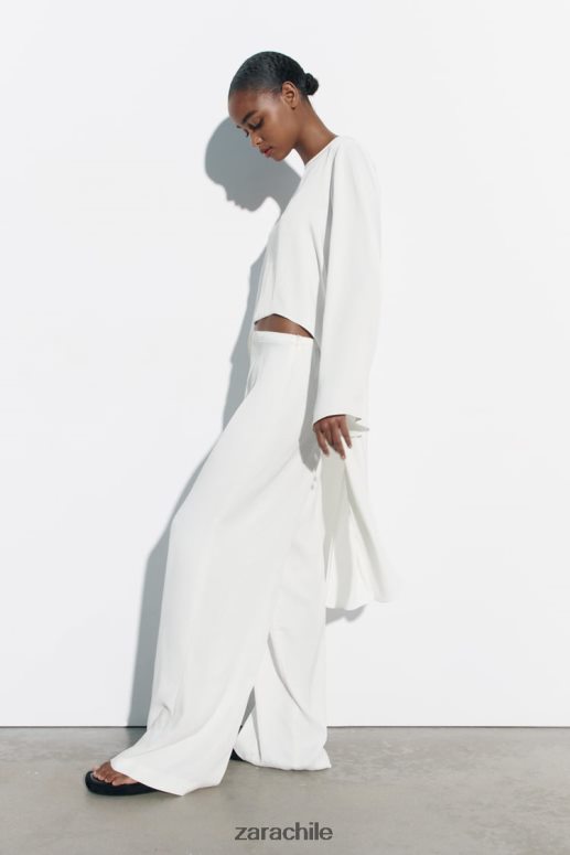 ropa cl Zara mujer blusa larga asimétrica blanco JJ06N4335