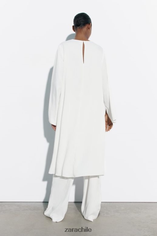 ropa cl Zara mujer blusa larga asimétrica blanco JJ06N4335