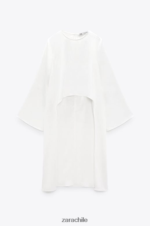 ropa cl Zara mujer blusa larga asimétrica blanco JJ06N4335