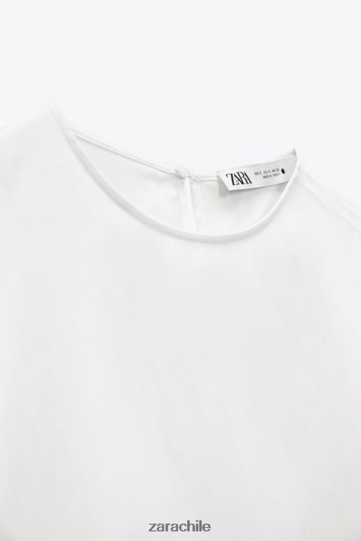 ropa cl Zara mujer blusa larga asimétrica blanco JJ06N4335