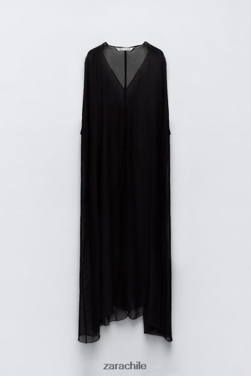 ropa cl Zara mujer blusa larga semitransparente negro JJ06N4385