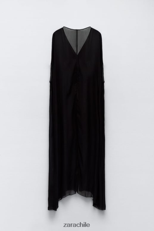 ropa cl Zara mujer blusa larga semitransparente negro JJ06N4385