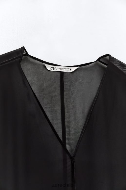ropa cl Zara mujer blusa larga semitransparente negro JJ06N4385