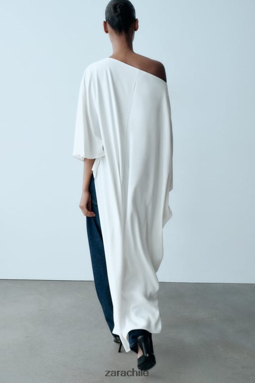 ropa cl Zara mujer blusa tipo capa asimétrica crudo JJ06N4301