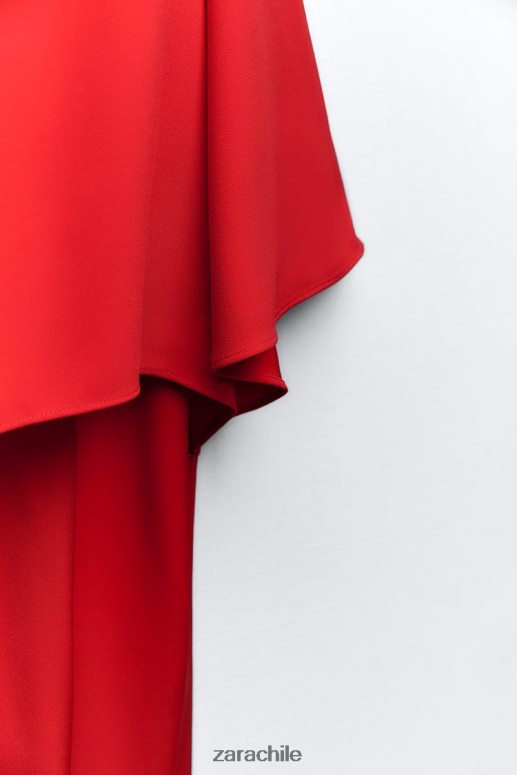 ropa cl Zara mujer blusa tipo capa asimétrica rojo brillante JJ06N4306