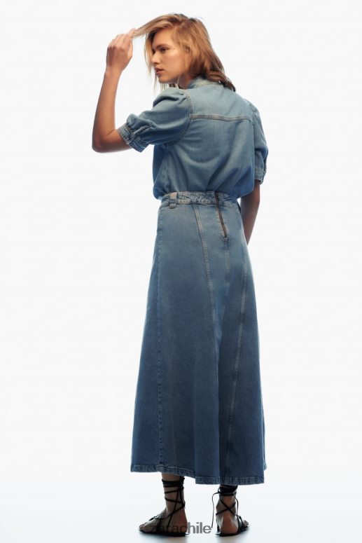 ropa cl Zara mujer blusa vaquera con lazos z1975 azul medio JJ06N4366