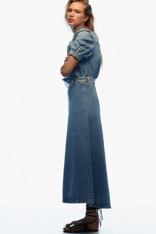 ropa cl Zara mujer blusa vaquera con lazos z1975 azul medio JJ06N4366