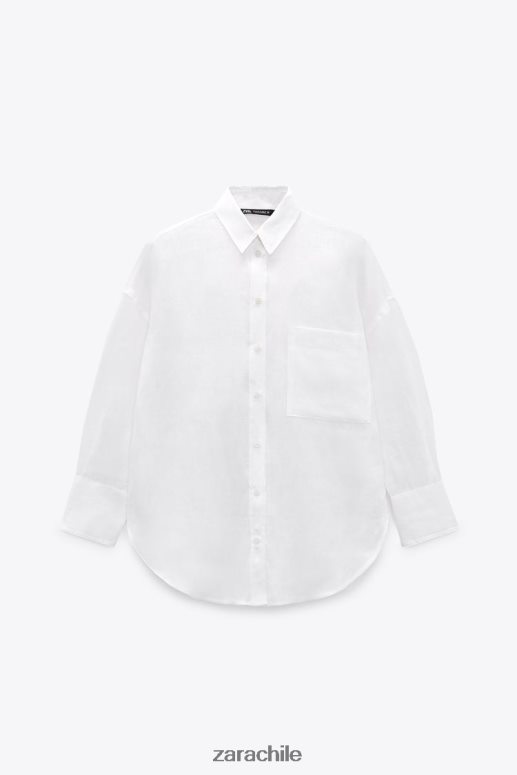 ropa cl Zara mujer camisa 100% lino blanco JJ06N4303
