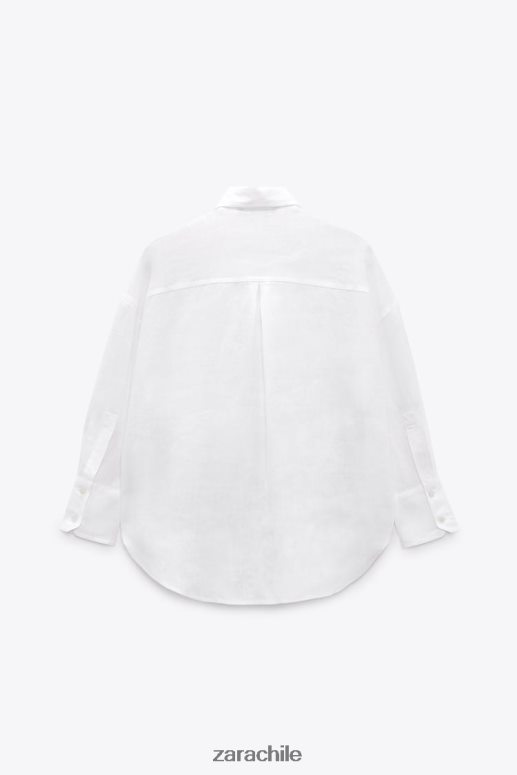 ropa cl Zara mujer camisa 100% lino blanco JJ06N4303