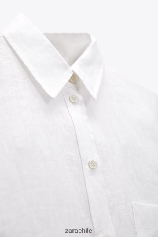 ropa cl Zara mujer camisa 100% lino blanco JJ06N4303