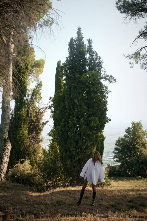 ropa cl Zara mujer camisa a rayas con puños oversize blanco JJ06N4289