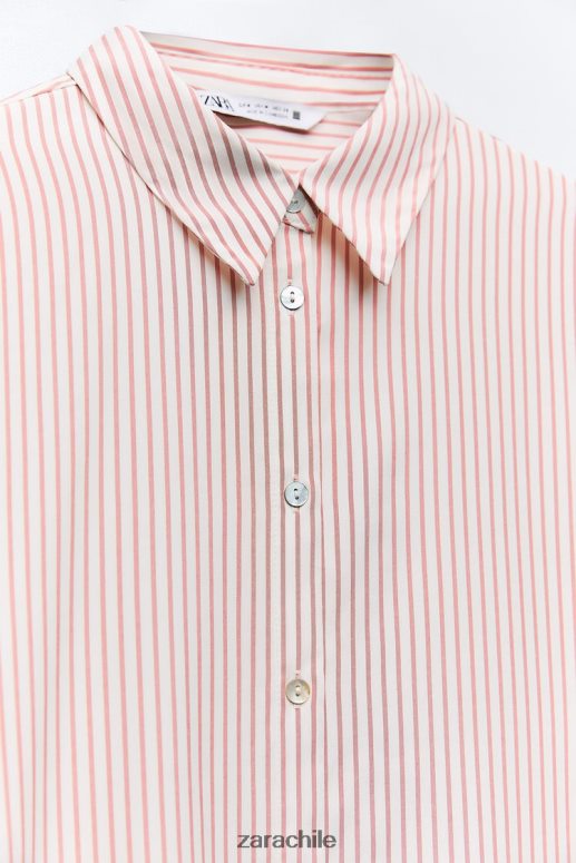 ropa cl Zara mujer camisa a rayas de gran tamaño blanco rojo JJ06N4397