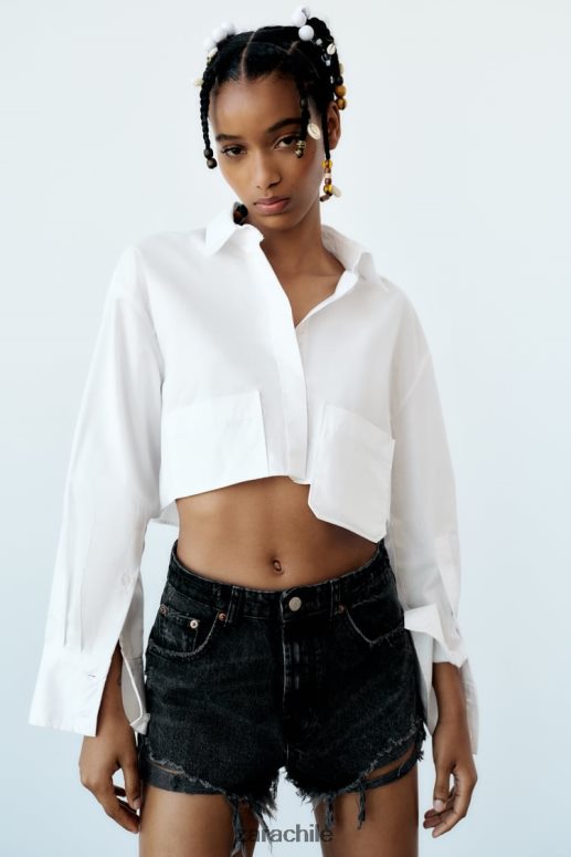 ropa cl Zara mujer camisa con bolsillo corto blanco JJ06N4412