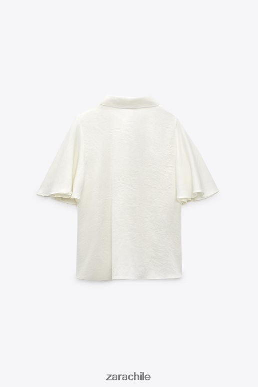 ropa cl Zara mujer camisa con cuello con lazo y botones de perlas crudo JJ06N4381