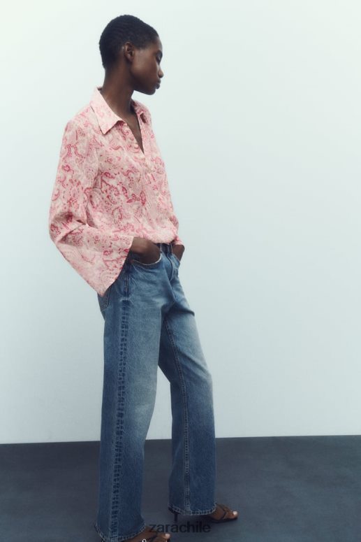 ropa cl Zara mujer camisa con estampado de cachemira multicolor JJ06N4426