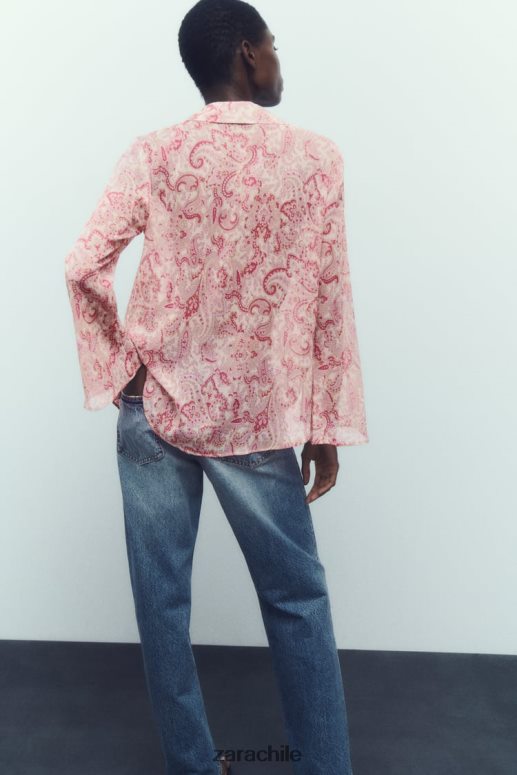 ropa cl Zara mujer camisa con estampado de cachemira multicolor JJ06N4426