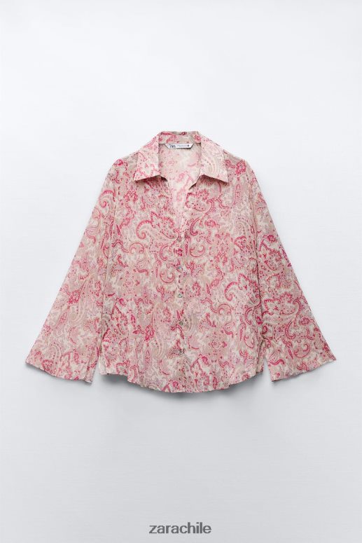 ropa cl Zara mujer camisa con estampado de cachemira multicolor JJ06N4426