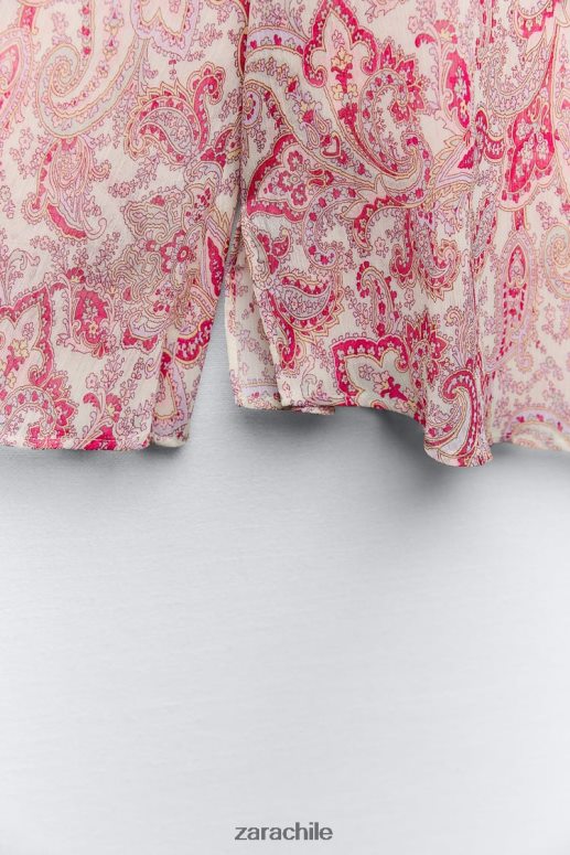ropa cl Zara mujer camisa con estampado de cachemira multicolor JJ06N4426
