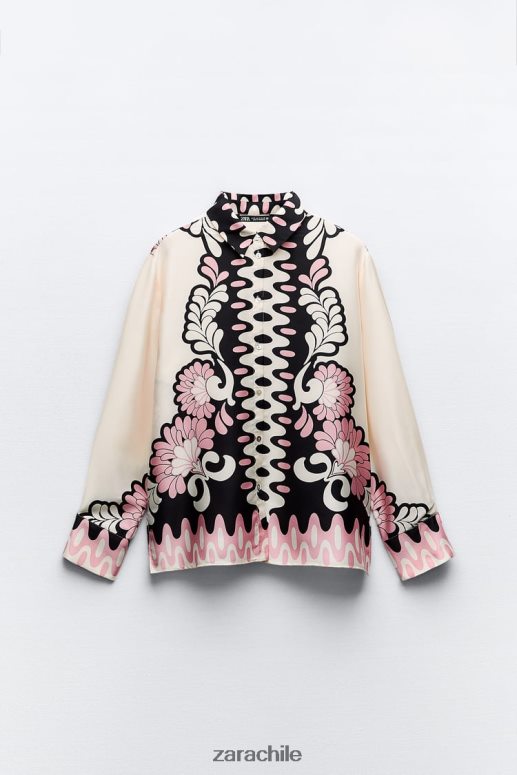 ropa cl Zara mujer camisa con estampado floral crudo/negro JJ06N4360