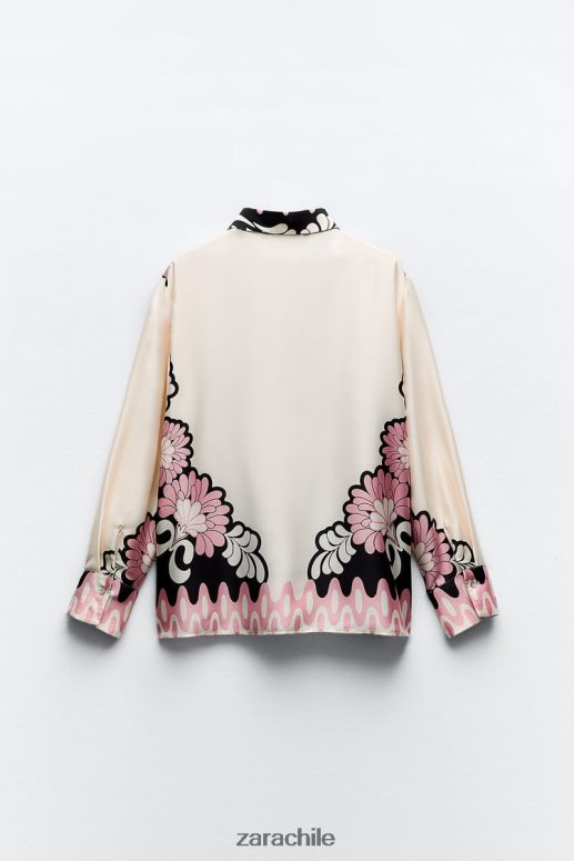 ropa cl Zara mujer camisa con estampado floral crudo/negro JJ06N4360