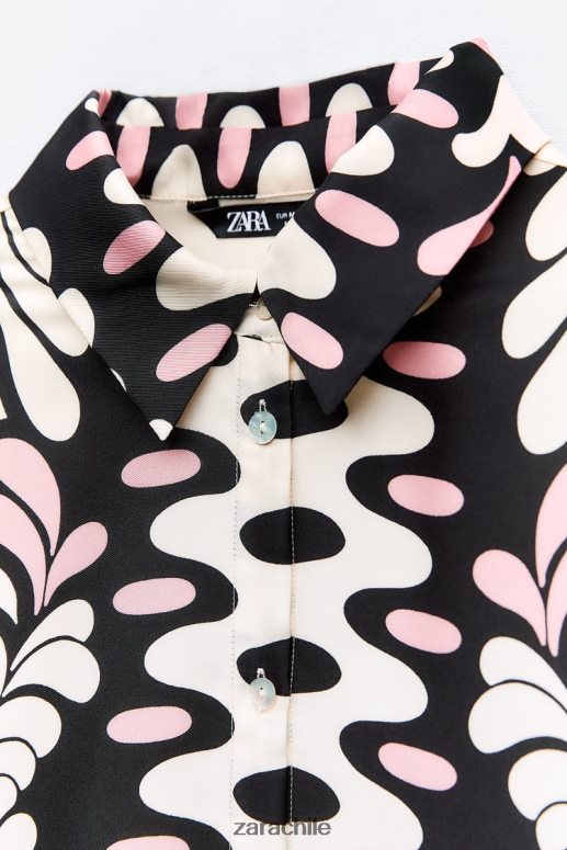 ropa cl Zara mujer camisa con estampado floral crudo/negro JJ06N4360
