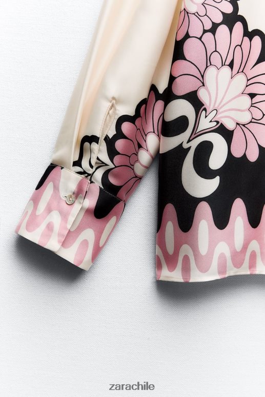 ropa cl Zara mujer camisa con estampado floral crudo/negro JJ06N4360