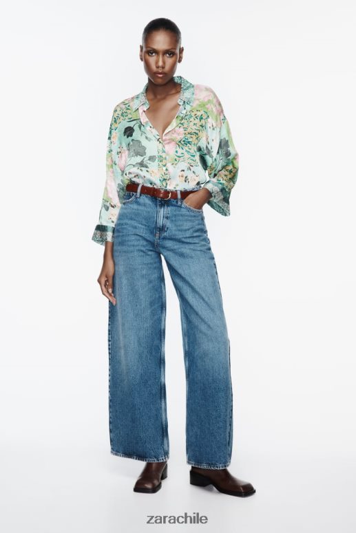 Blusa estampada cinturón zara outlet