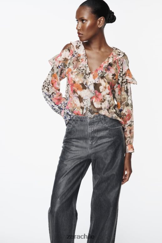 ropa cl Zara mujer camisa con estampado floral multicolor JJ06N4404