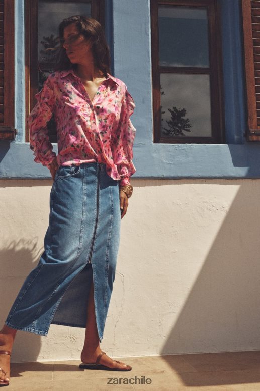 ropa cl Zara mujer camisa con estampado floral y volantes multicolor JJ06N4446